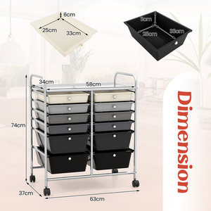 12 Drawer Rolling Storage Cart - Grey by Costway