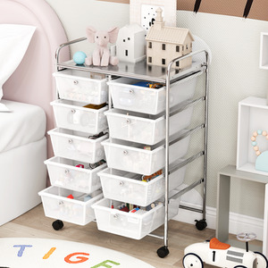 10-Drawer Storage Cart Rolling Cart - Clear by Costway