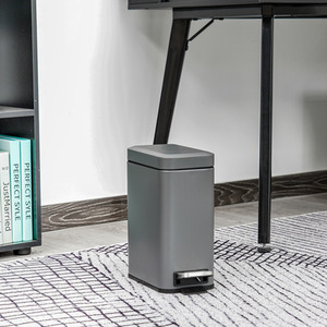 HOMCOM Rectangular Compact Bin Steel Body - Grey by HOMCOM