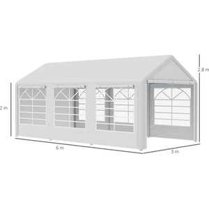 Outsunny Garden Gazebo Marquee (6m x 3m) - Silver by Outsunny