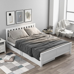 Wooden Solid Pine Storage Bed - White by Abrihome