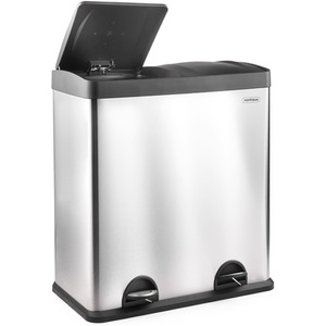 Stainless Steel Recycling Pedal Bin with 2 Compartments - Silver by VonHaus