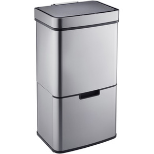 75L Recycling Sensor Bin with 3 Compartments and Food Caddy - Silver / Brushed by Cooks Professional