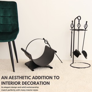 Fireside Companion Set - Sturdy Metal Log Burner Tools - Black by NOVECRAFTO