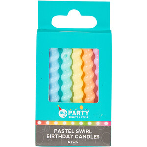 Pack of 6 Pastel Swirl Birthday Candles - Multicolour