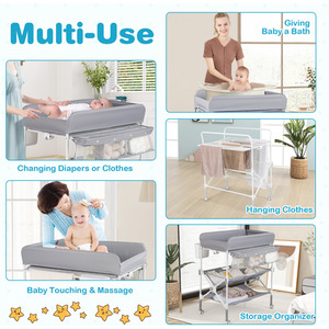 Baby Changing Table Diaper Changing Station - Grey by Costway