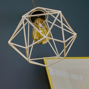 Modern Geometric White Metal Basket Cage Ceiling Pendant Light Shade - White by ValueLights