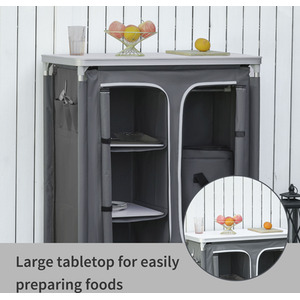 Outsunny Travel Camping Outdoor Kitchen Cupboard - Grey / 49.5cm by Outsunny