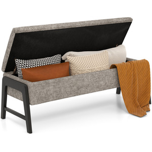 Modern Chenille Storage Bench - Grey by Costway