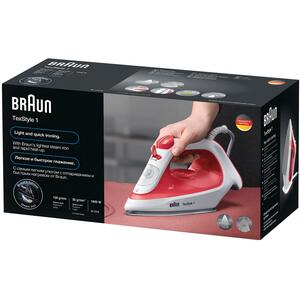 Braun 1900W Texstyle 1 Steam Iron - Red by Braun