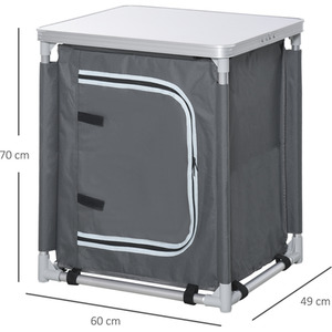 Outsunny Travel Camping Outdoor Kitchen Cupboard - Grey / 60cm by Outsunny