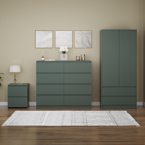 Denver Bedroom Set (2 Drawer Bedside, 8 Drawer Chest, 2 Door 2 Drawer Wardrobe) by Vida Designs