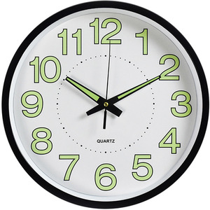 Round Luminous Pastic Wall Clock - White & Black by Livingandhome