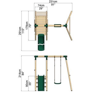 Wooden Swing Set with Slide by Rebo
