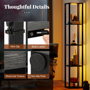 4-Tier Floor Lamp Display Rack - Black