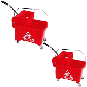 Red 20L Dual Kentucky Mop Bucket With Durable Wheels and Handle - Red by STORM TRADING GROUP