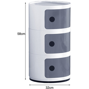 Round Beside Table Filling Cabinet Chest Unit Stockable - White Grey / 3 by Livingandhome