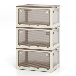 3-Tier Large Collapsible Storage Bins - White by Costway