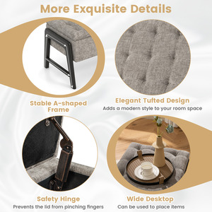 Modern Chenille Storage Bench - Grey by Costway