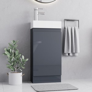 BELOFAY Denvor Grey 400mm Floor Standing Bathroom Vanity Unit With Basin - Grey by Belofay