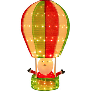 4.5FT LED Christmas Santa Claus with Hot Air Balloon Decoration - Red by Costway