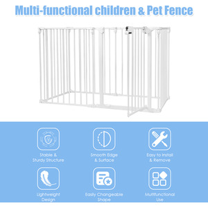 6-Panel Baby Pet Gate Baby Safety Playpen - White by Costway