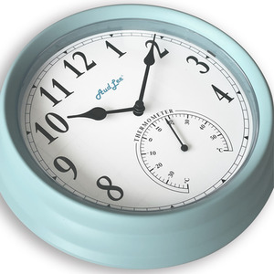 Pololio Wall Clock with Thermometer - Pastel Blue by Audlee