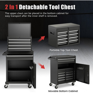 5-Drawer Rolling Tool Storage Cabinet - Black by Costway