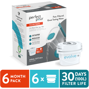 Perfect Pour 3.6L Water Filter Jug - Blue / 6 pack by Aqua Optima