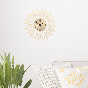 Crystal Sun-Shaped Wall Clock - Gold by Livingandhome