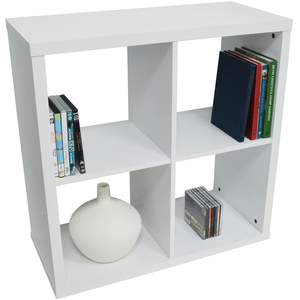 CUBE - 4 Cubby Square Display Shelves Vinyl LP Record Storage - White - White by Watsons