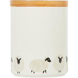 Highland Flock Canister with Bamboo Lid - White / Sugar