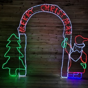 Santa With Tree LED Christmas Archway Rope Light - Red by Samuel Alexander