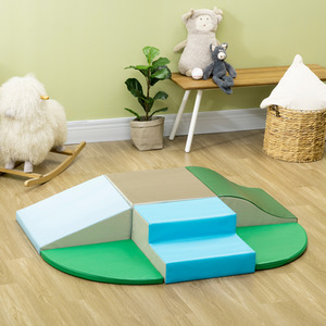 HOMCOM 6-Piece Soft Playset with Stairs and Ramp - Green, blue by HOMCOM