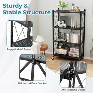4-Tier Foldable Storage Shelf - Black by Costway
