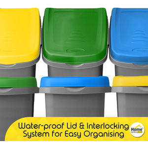 Slim Lift Top Kitchen Recycling Waste Bin - Blue / 40l by Home Centre