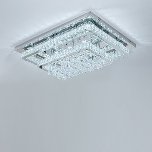 Double Layer Crystal Pendant Light - Silver / 80cm by Livingandhome