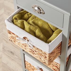Home Source Dartmouth 3 Wicker Basket Drawer Chest Storage Unit - Grey by Home Source