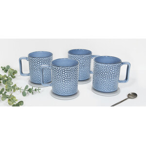 Set of 4 Blue Peral Mugs - Blue