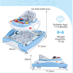 6 in 1 Anti-Rollover Toddler Walker - Blue by Costway