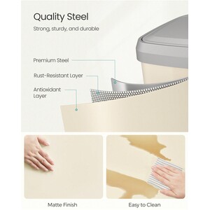 SONGMICS 50L Metal Pedal Kitchen Bin with Lid - Neutral by SONGMICS