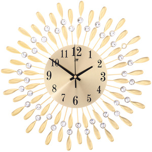 Crystal Sun-Shaped Wall Clock - Gold by Livingandhome