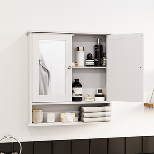 Priano 2 Door Mirrored Wall Cabinet With Shelf - White by Vida Designs