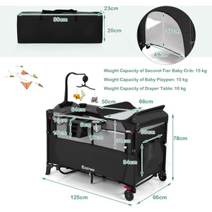 5-in-1 Baby Bassinet Bedside Sleeper - Black by Costway