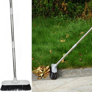Stainless Steel Broom with Handle Outdoor Garden Hard Bristle Brush - Silver by Gr8 Garden
