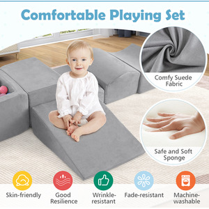 5-Piece Climb and Crawl Playset - Grey by Costway