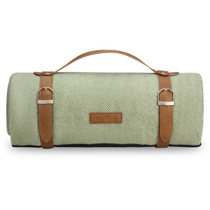 Picnic Blanket with Faux Leather Carry Handle - Beige / 180cm by VonShef