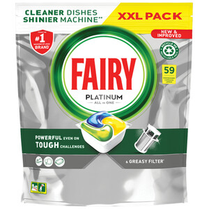 Fairy Platinum All-in-One Dishwasher Tablets - 59 by Fairy