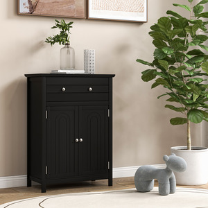Floor Storage Cabinet with Drawer - Black by Costway