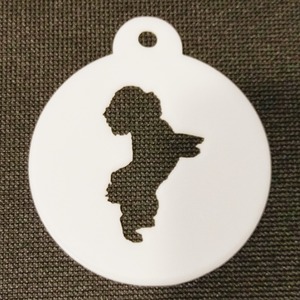 Dog Themed Coffee Stencil - White / Bichon Frise Jumping by Pet Mirrors